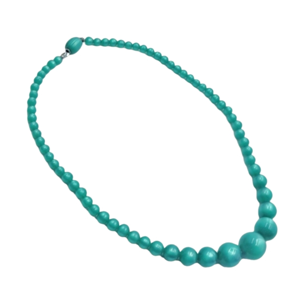 Green Beaded Choker Necklace Graduated Beads. NWOT